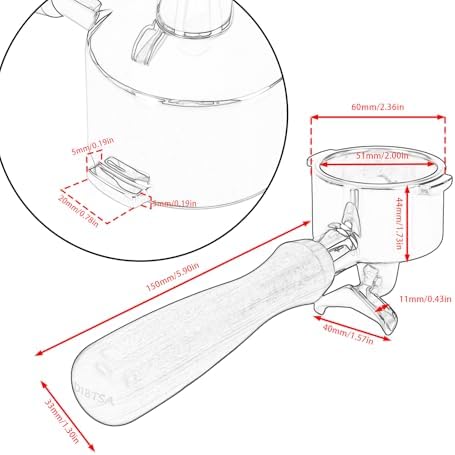 DIBTSA 51mm Espresso Portafilter Double Spouts 2 Ears Compatible with ECP35.31, EC0311, EP36.31,EC200, ECO310, EC410, ECZ351, EC152, EC341, EC330S, EC221 - Image 3