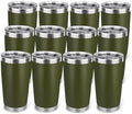 20oz Stainless Steel Tumbler Bulk with Lid, Travel Mug - Double Wall Vacuum Powder Coated Cup - Army Green, 12 Pack by Unknown