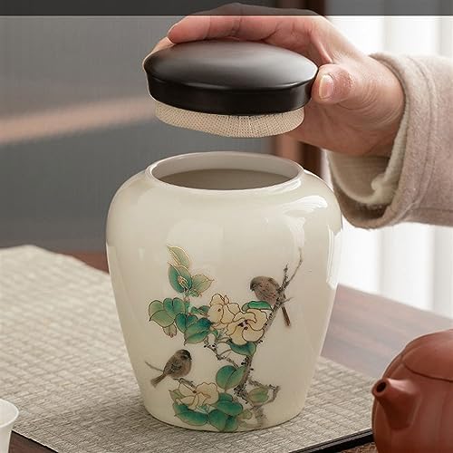 Tea Tin Home Decor Crafts Loose Leaf Tea Storage Jar Ceramic Box Guest Vintage Chinese Sugar Tea Storage(Large) - Image 7