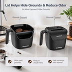 Ourokhome Espresso Knock Box with Lid, Compact Coffee Grounds Container for Home Coffee Bar, Removable Knock Bar, 304 Stainless Steel Exterior, Non-Slip Base & Handle, Easy Clean (Black) - Image 4