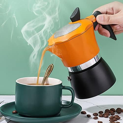 CHICIRIS Coffee Pot, 1 Cup 150ml/5 Ounce, Stovetop Espresso Maker, Italian Coffee Maker, Glass Top Pot Coffee Maker, for Italian and Cuban Café Brewing (Orange and Black) - Image 3