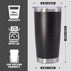 20oz Tumbler Stainless Steel Tumbler Coffee Tumbler with Lid Black, 12P - Image 4