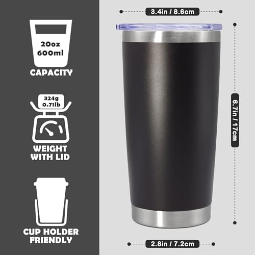 20oz Tumbler Stainless Steel Tumbler Coffee Tumbler with Lid Black, 12P - Image 4