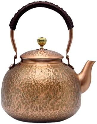 YJX Copper Tea Kettle For Stovetop, Japanese Style Non-Coating Pure Copper Teapot with Stainless Steel Infuser For Loose Tea, Large and Solid Tea Pot For 3-7 Cups (2000ml) by YJX