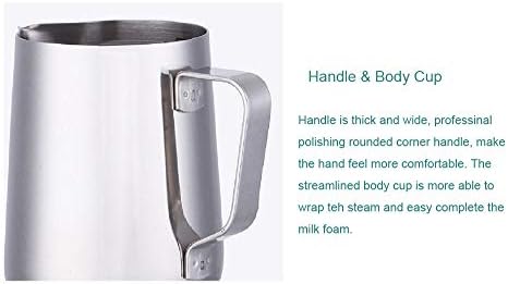 Milk Frothing Pitcher 32 oz, 900 ml Stainless Steel Coffee Tools Cup with Measurement Inside - Image 4