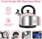 Electric Kettle Temperature Dash, YiiMO 2L Stainless Steel Hot Water Boiler with Thermometer for Tea Coffee 1200W, Auto Shut-Off Boil-Dry Protection BPA Free, Large Pink Retro Cute - Image 3