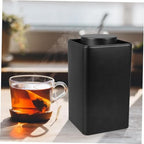tin coffee container loose leaf tea storage tea coffee tins small jar with lid tea bag container tea storage tin coffee storage canister tea black tea can round Tinplate-Black||12.6x9.6x9.6cm - Image 2