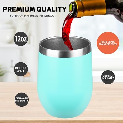 StarSpeed 12oz/12 Pack Insulated Wine Tumbler with Lid,Light Green - Image 3