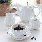 Sweejar Porcelain Tea Sets British Royal Series, 8 OZ Cups& Saucer Service for 6 and 3 Tier Ceramic Cake Stand Cupcake Stand and Foldable Tea Cups Display Stand Espresso Cups Holder - Image 3
