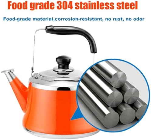 Tea Kettle Stovetop, 1.1 Quart Small Cute Tea Pot, Whistling 304 Food Grade Stainless Steel Teapot for Stove top, Loud Whistle Kettle for Tea, Coffee, Milk (Orange, 1L) - Image 3