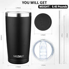 MEZMUT 20oz Insulated Tumbler Cup Travel Coffee Mug with Lid(Black,4 Pack) - Image 3