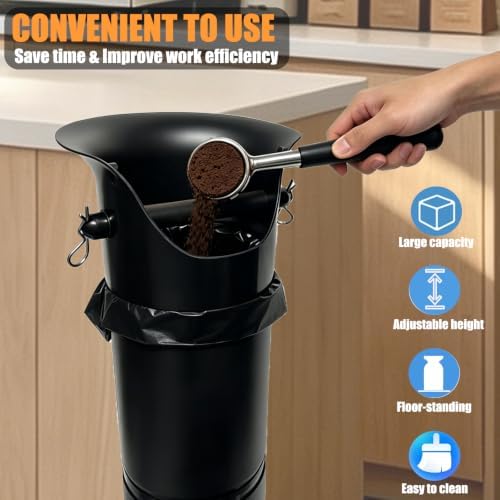 Espresso Knock Box for Coffee Grounds, Commercial Coffee Knock Box with Garbage Bags, Towel and Brush, Removable Espresso Dump Bin with Base for Coffee Shop Station, Bar, Home -18L Espresso Trash Can - Image 5