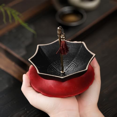 Porcelain Loose Leaf Tea Strainer with Rotating Umbrella Design (Black) - Image 5