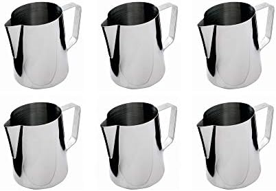 (Set of 6) 12-Ounce Milk Frothing Pitcher Stainless Steel Milk Steaming Pitcher for Espresso Machine Latte Art by Unknown