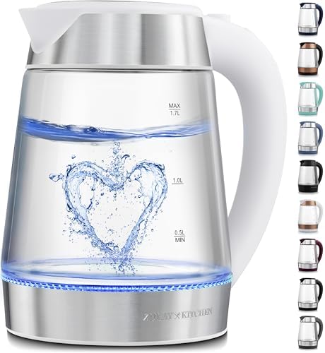 Zulay Kitchen Fast Boiling Electric Water Kettle - 1.7L, 1500W, Auto Shut-Off for Overboil & Boil Dry Protection, Cool-Touch Handle, 360° Base - Rapid Teapot Boiler For Coffee & Tea - White by ZulayKitchen