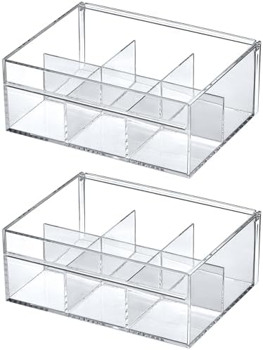 Amazing Abby - Tea-Rrific - 2-Pack Acrylic 6-Compartment Tea Bag Organizer, Clear Plastic Tea Box, 6-Slot Tea Chest, Perfect Tea Storage Solution for Kitchen Cabinet, Countertop, Pantry, and More - Image 5