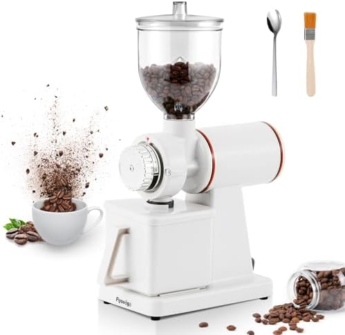 Electric Burr Coffee Grinder, Anti-Static 8 Grind Settings, White by Flyseago