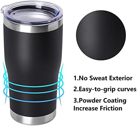 DOMICARE 20oz Tumbler with Lid Stainless Steel Tumblers Bulk, Double Wall Vacuum Insulated Coffee Travel Mug Powder Coated Tumbler, 12 Count (Pack of 1) Black - Image 2