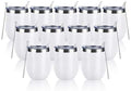 12 Pack Stainless Steel Wine Tumblers, 12Oz Double Wall Vacuum Insulated Wine Tumblers with Lids and Straws, Stainless Steel Stemless Wine Glasses for Coffee, Wine, Cocktails, Champaign, White… by Lifecapido