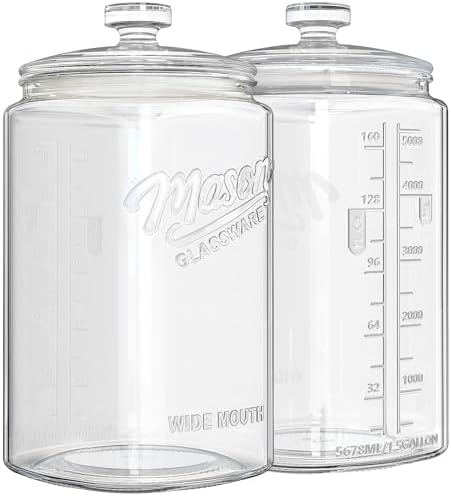 Ritayedet 2 Pack 1.5 Gallon Glass Jar with Lid, Wide Mouth Mason Jar by Ritayedet
