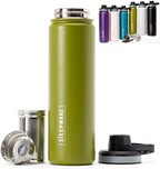 The Tea Spot Steepware Tea Tumbler and Thermos, 22oz, Tea Bottle with tea infuser for loose leaf tea or iced coffee, Sleek Double Wall Tumbler & Insulated Travel Bottle - Olive by TheTeaSpot