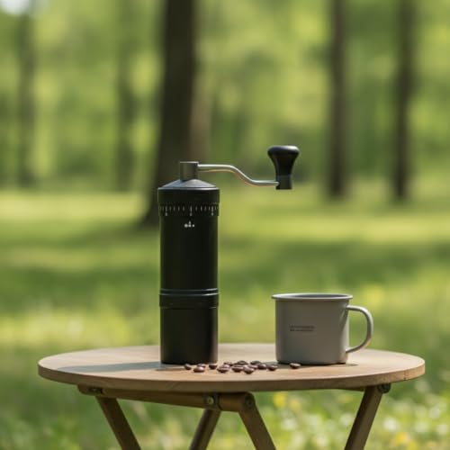 Grinder Manual Burr Mill Hand Crank Coffee Maker Bean Grinder With External Adjustment And Consistent Grind Size Quiet Hand Suitable for camping, Array, Ocean Green, Five-star Grinding Core - Image 4