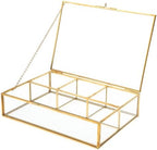 Gold Glass Tea Bag Organizer, Tea bag Storage Glass Box (4 Compartments) by HighFree