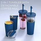 asobu ClearInsulation Flexi Straw Tumbler Marina a Tritan 28 oz Tumbler with 17 Oz Stainless Steel Insulated Sleeve for Ice Coffee or Hot Tea (Blue) - Image 2