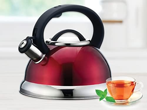 EUROSTAR EK41R 2.8L Stainless Steel Whistling Tea Kettle, Red - Image 3