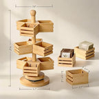 3-Tier Rotating Bamboo Tea Bag Organizer Carousel, Holds 108 Tea Bags - Image 5