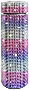 17 oz Bling Stainless Steel Water Bottle Rhinestone Vacuum Water Bottle Glitter Bottles Diamond Vacuum Flask Mug Gift Girls Women (500ml), Red+Purple+White by Unknown