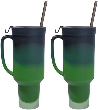 Silipint 64oz Evergreen WTFumbler Tumbler with Flip Lid and Straw Pack of 2 by Silipint