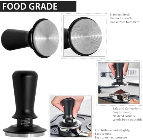58mm Espresso Tamper, Professional Barista Coffee Tamper, Heavy-Duty Stainless-Steel Flat Base, Ergonomic Handle, Compatible with 58mm Portafilter, Coffee Accessory for Espresso lovers - Image 7
