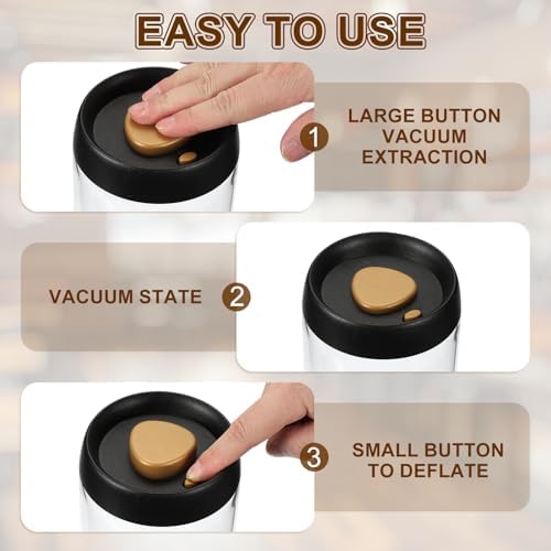 uxcell 2pcs Coffee Vacuum Container, 500ml/17oz Glass Coffee Bean Storage Container with Lids for Spices Biscuits Loose Leaf Tea, Black - Image 4