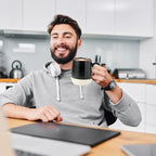 HASENSE Ceramic Coffee Mugs Set, 15 oz Large Coffee Cups Set of 4, Tea Cups with Handle for Men and Women, Latte Mugs for Coffee, Tea, Milk, Hot Chocolate, Microwave Dishwasher Safe, Black - Image 2