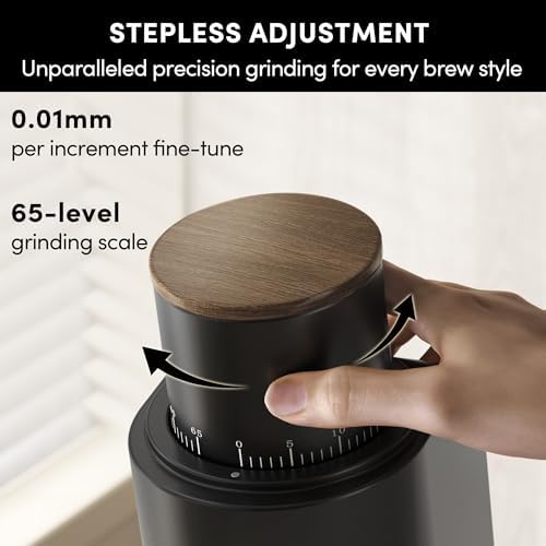 Burr Coffee Grinder,Wirsh Electric Single Dose Coffee Grinder Geimori GU38 with 38mm 6-Core Conical Burr,Stepless Adjustment for Espresso,Drip,French Press,Cold Brew,Bellows Included. - Image 3
