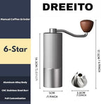 Manual Coffee Grinder – 6-Star Stainless Steel Burr, Adjustable Grind Settings, Portable Manual Espresso & Burr Coffee Grinder With Brush, Durable Body, 30g Capacity- Gray - Image 2