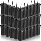Honeydak 30 Pack Reusable Plastic Tumblers with Lids and Straws 12oz Colorful Cold Drink Cups Bulk Travel Mug Leak Proof Party Iced Coffee Cups for Summer Party Birthday Gift (Glitter,Black) by Honeydak