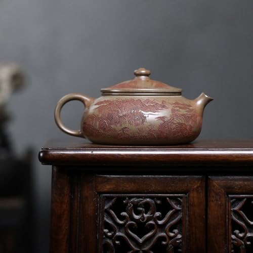 Tea Kettle Office Desktop Purple Clay Teapot Household Hand-Carved Large Capacity Teapot Ceramic Tea Infuser - Image 4