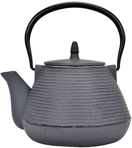 Hokkaido Cast Iron Enamel Teapot With Stainless Infuser, Dark Grey, 67 Ounces by Spigo