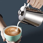 Milk JugMilk Frothing Jug Frother Pitcher Stainless Steel 304 Polished Cup With Lid for Coffee, Latte Art(350ml) - Image 2