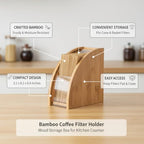Coffee Filter Storage Box, Natural Bamboo Wood Holder for Cone or Basket Filters, Compact Kitchen Counter Organizer - Image 5