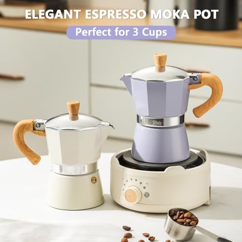 Bincoo Cute Espresso Maker Stovetop - Small Moka Pot 2 Espresso Cups/120ML,Espresso Pot Italian Coffee Maker for Home Camping Cafe Office (Purple) - Image 4