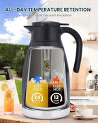 GiNT 74oz Thermal Coffee Carafe with Infuser – Insulated Tea Carafe, Removable Filter, Dishwasher-Safe | 2.2L 10+ Cups, Leak-Proof Seal & Pinch-Release | Stainless Steel for Office & Events - Image 2