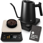 Greater Goods Electric Gooseneck Kettle and Coffee Scale, Designed in St. Louis. Onyx Black/Birch White. by GreaterGoods