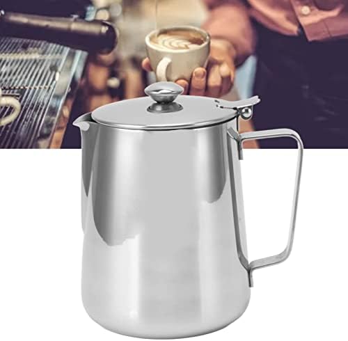 Espresso Steaming Pitchers, Stainless Steel Milk Frothing Pitcher with Lid for Steaming and Frothing Milk for Coffee, Latte, Cappuccino 20oz Capacity - Image 5