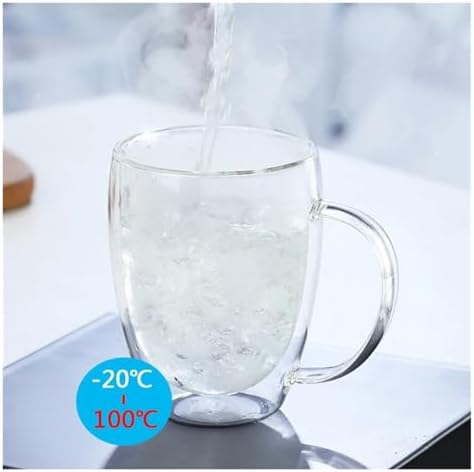 Coffee Mug 2-6pcs 150-450ML Double Wall Glass Cup Creative Insulation Drinkware Transparent Coffee Milk(3pcs,350ML with handle) - Image 4