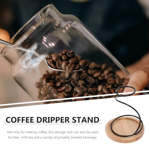 Coffee Filter Rack Wooden Base Iron Stand for Home Office Xmas - Image 6
