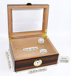 Cigar Humidor - Holds 25-50 Cigars - Spanish Cedar Wood - Tempered Glass Top Display - Metal Handle, Divider, Humidifier, Hygrometer - Santos Rosewood - Image 5