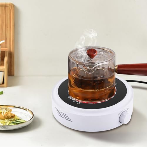 Electric Mini Stove Hot Plate, Small Hot Plate 700W Electric Ceramic Stove With Adjustable Power Levels Countertop Burners ElectricHot Plate for Boiling Water Making Tea and Coffee (White) - Image 4